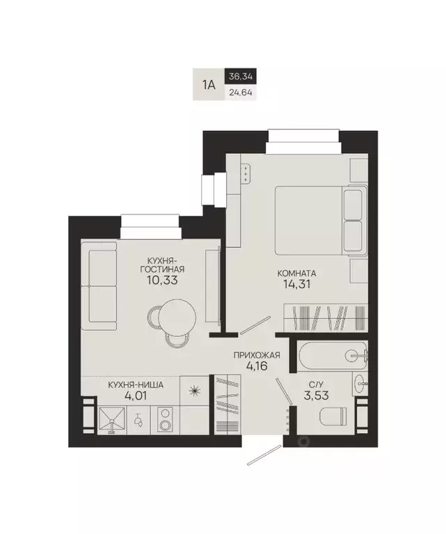 1-к кв. Ханты-Мансийский АО, Сургутский район, Федоровский городское ... - Фото 1