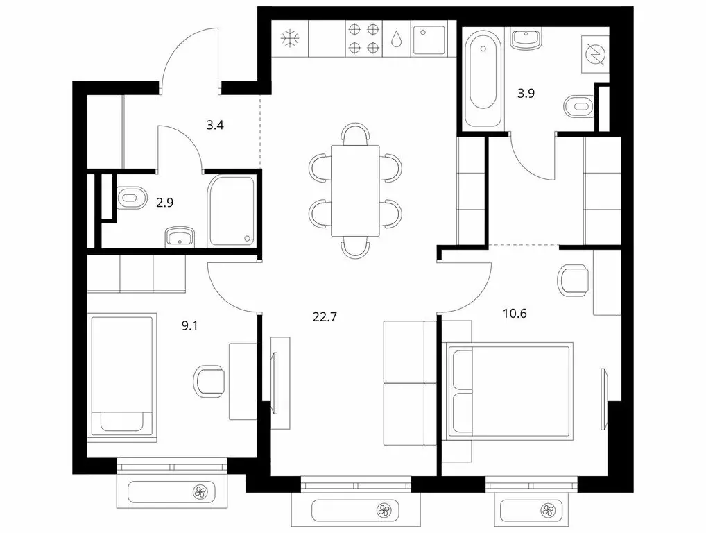 2-комнатная квартира: посёлок городского типа Боброво, ЖК Восточное ... - Фото 1