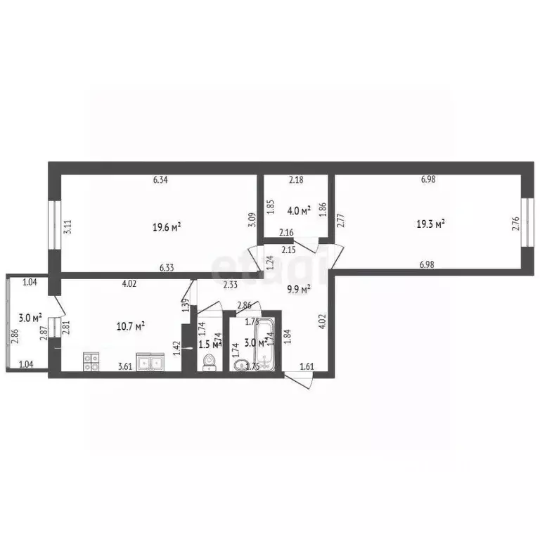 2-к кв. Смоленская область, Смоленск ул. 1-я Брянская, 2А (68.0 м) - Фото 2