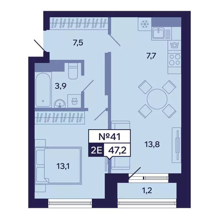 2-комнатная квартира: Якутск, Новопортовская улица, 1А/1 (47.2 м) - Фото 1