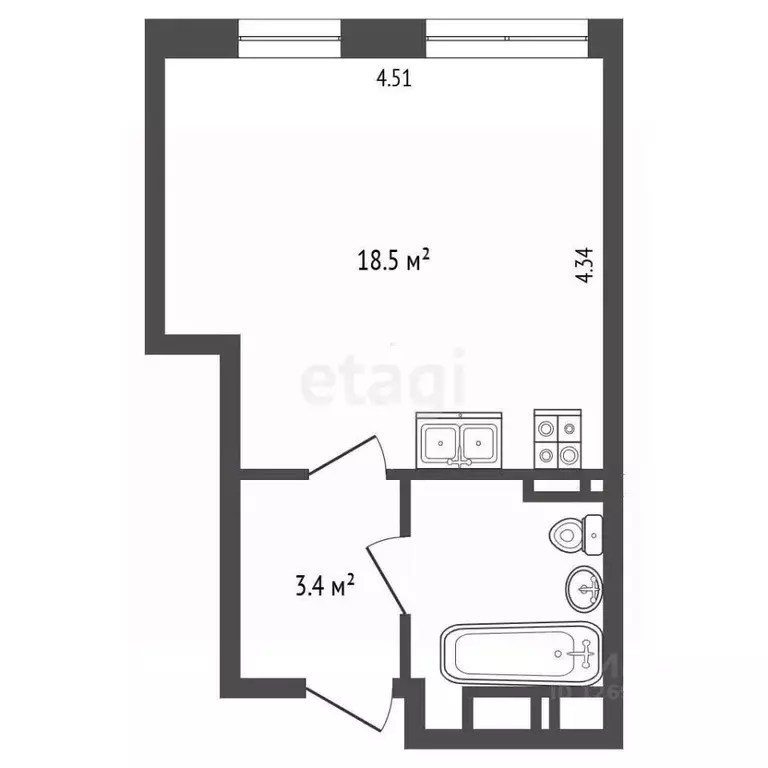 Студия Москва Донецкая ул., 30к2 (26.4 м) - Фото 1