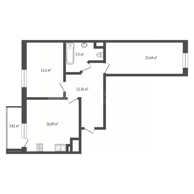 2-к кв. Тюменская область, Тюмень ул. Тимофея Чаркова, 81 (63.5 м) - Фото 1