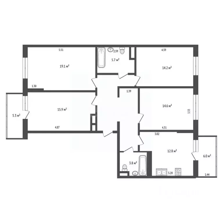 4-к кв. Ростовская область, Ростов-на-Дону ул. Мечникова, 110с2 (100.9 ... - Фото 2