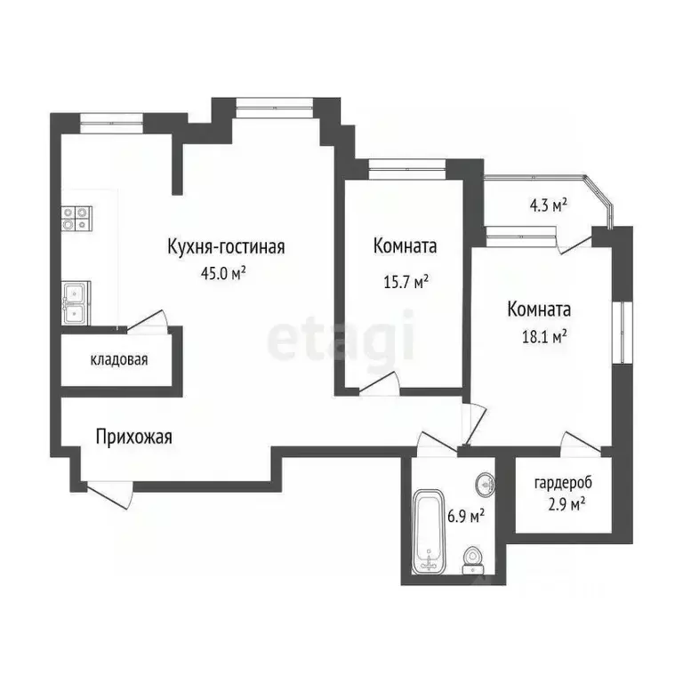 3-к кв. Тюменская область, Тюмень ул. Максима Горького, 68к1 (102.4 м) - Фото 1