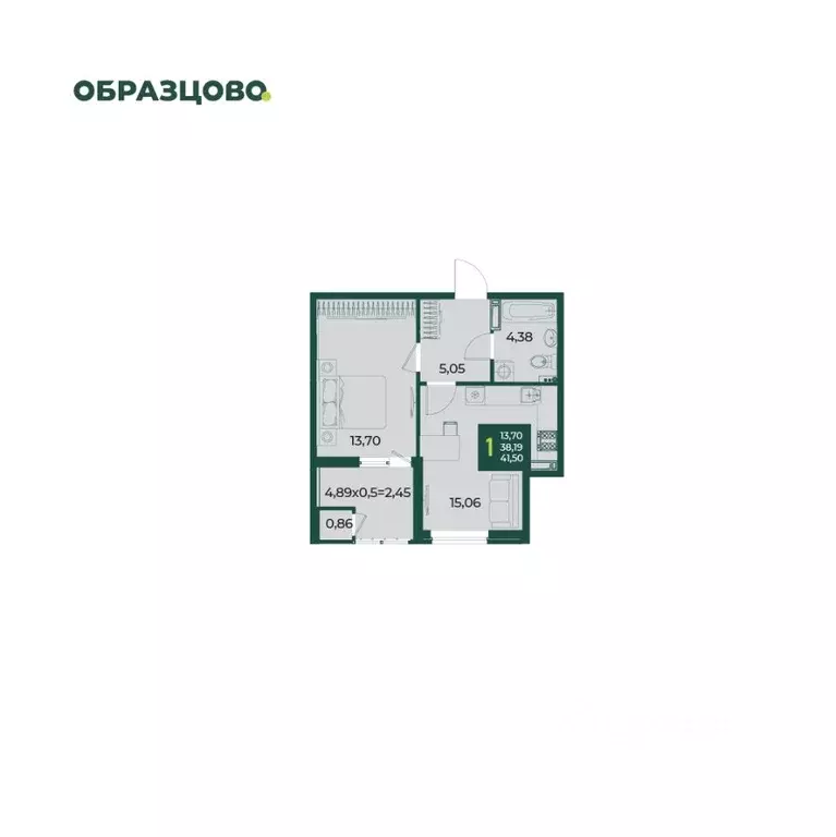 1-к кв. Краснодарский край, Краснодар Образцово мкр,  (41.5 м) - Фото 1