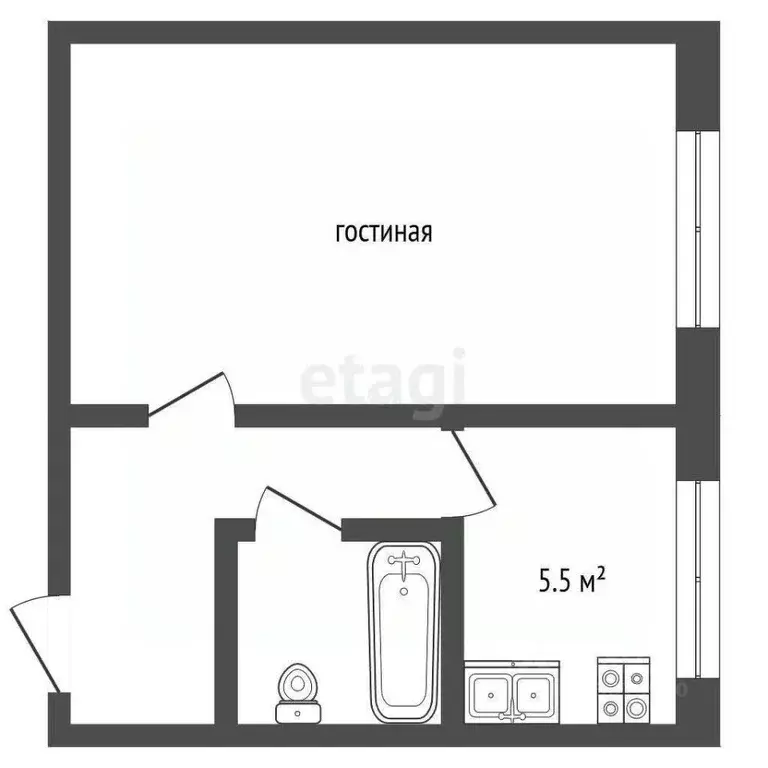1-к кв. Ярославская область, Ярославль Волгоградская ул., 59 (30.2 м) - Фото 2
