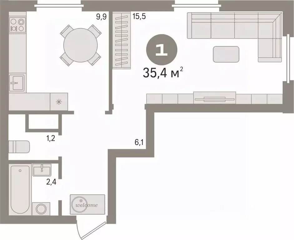 1-к кв. Свердловская область, Екатеринбург ул. Латвийская, 58 (35.4 м) - Фото 2