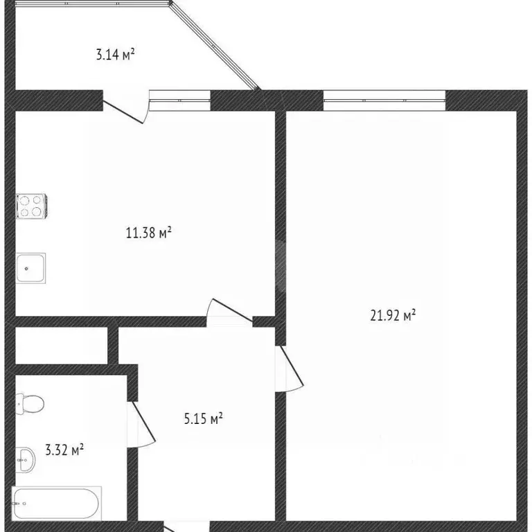 1-к кв. Тюменская область, Тобольск 15-й мкр, 23 (42.2 м) - Фото 2