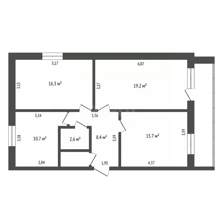 3-к кв. Амурская область, Благовещенск Амурская ул., 55/2 (74.5 м) - Фото 2