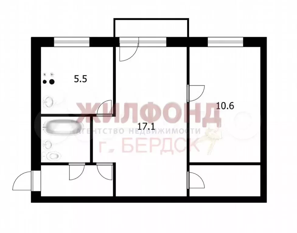 2-к. квартира, 42 м, 4/4 эт. - Фото 0
