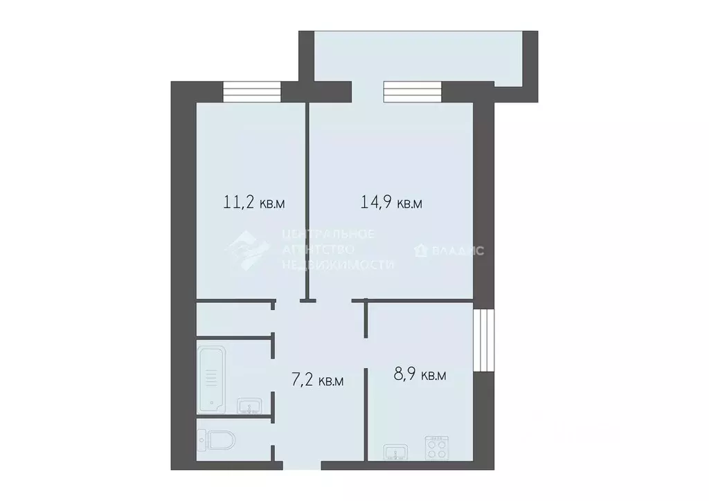 2-к кв. Рязанская область, Рязань Колхозная ул., 14к1 (47.4 м) - Фото 2
