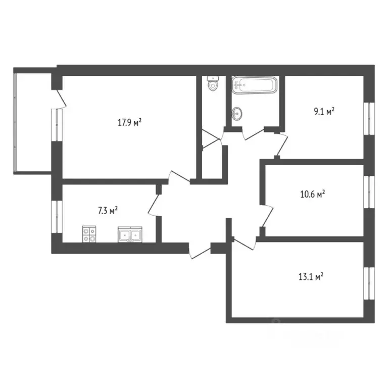 4-к кв. Тюменская область, Тюмень Северная ул., 6 (72.2 м) - Фото 1