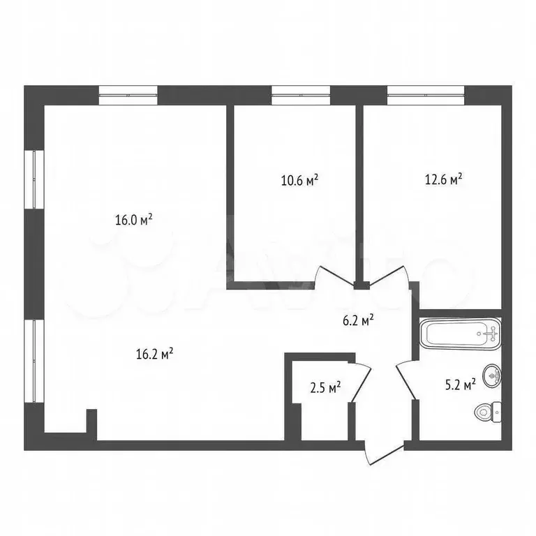 2-к. квартира, 70 м, 3/3 эт. - Фото 0