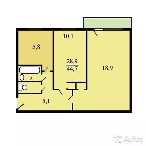 2-комнатная квартира: Москва, Открытое шоссе, 27к2 (46 м) - Фото 1