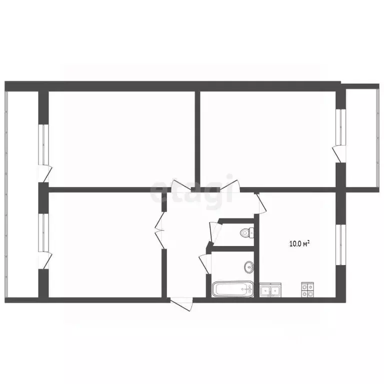 3-к кв. Ставропольский край, Пятигорск просп. Калинина (65.6 м) - Фото 2