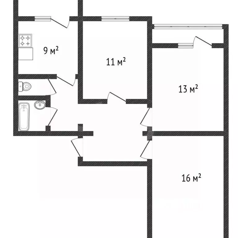 3-к кв. Белгородская область, Белгород бул. Юности, 41 (67.0 м) - Фото 2