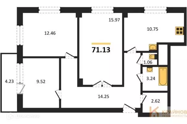 Продаётся 3-к квартира, 71.13 м - Фото 0