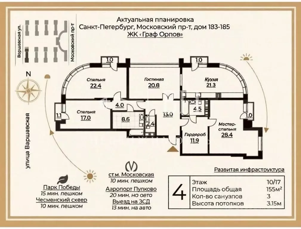 4-к кв. Санкт-Петербург Московский просп., 183-185 (155.0 м) - Фото 2
