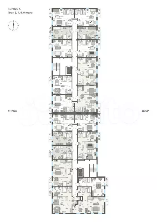 3-к. квартира, 65,6 м, 3/6 эт. - Фото 1