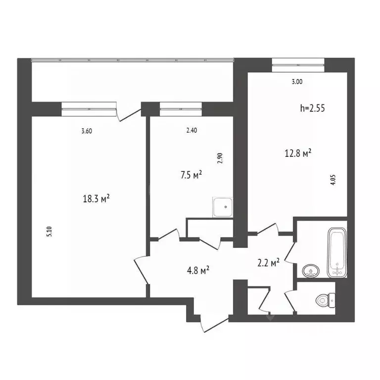 2-к кв. Красноярский край, Красноярск ул. Мечникова, 10 (53.9 м) - Фото 2