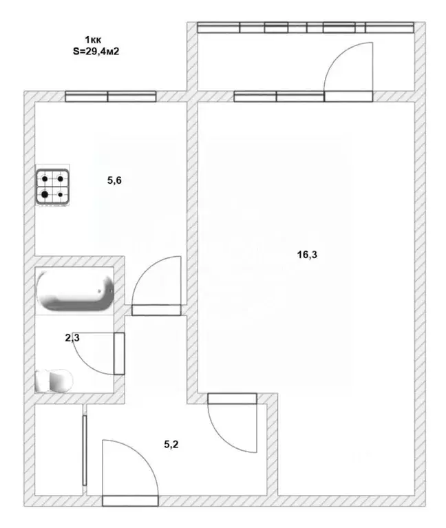 1-к кв. Калининградская область, Калининград Бассейная ул., 49 (29.4 ... - Фото 2