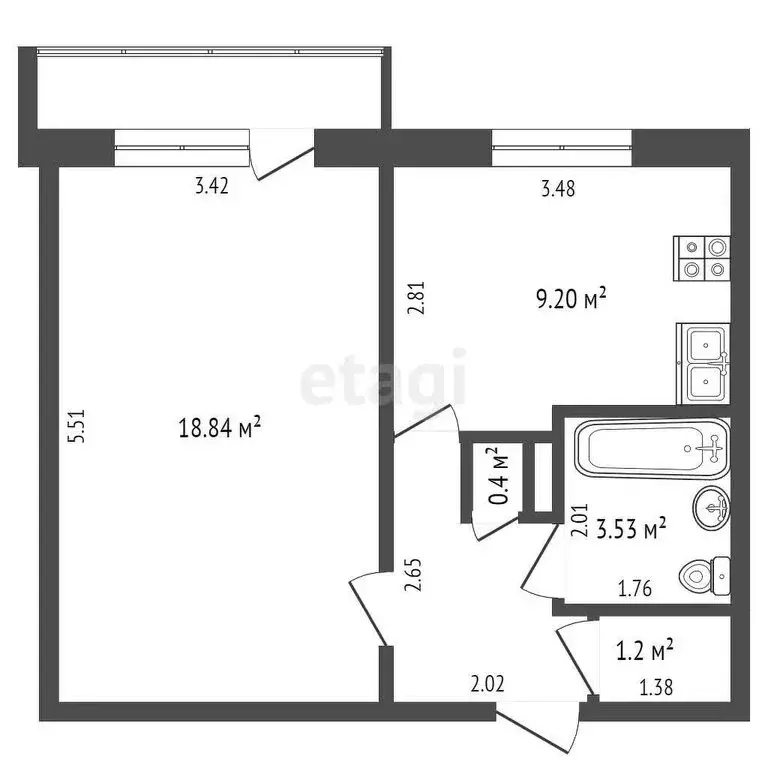 1-комнатная квартира: Балашов, улица Орджоникидзе, 15А (37.2 м) - Фото 1