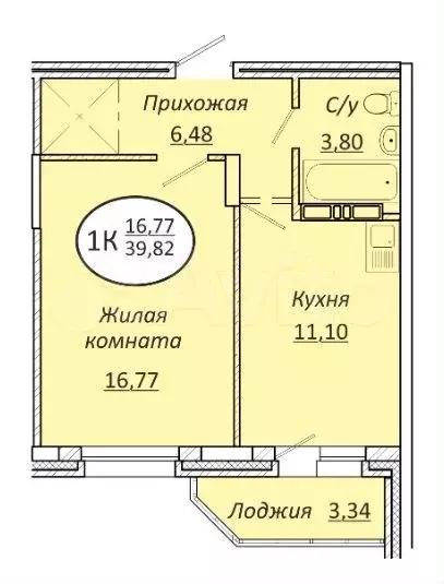 1-к. квартира, 39,8 м, 16/25 эт. - Фото 0