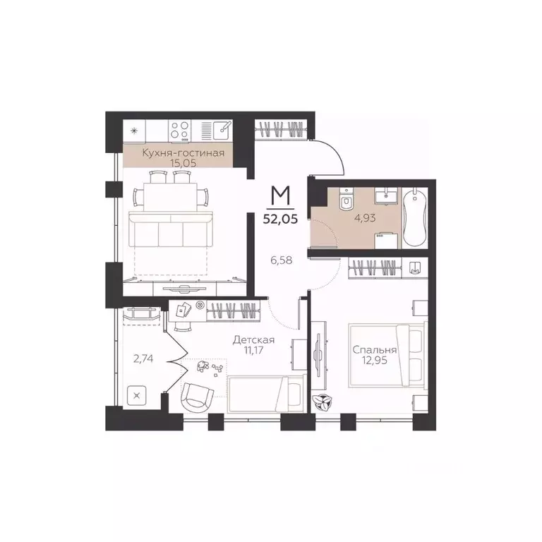 2-к кв. Тульская область, Тула городской округ, пос. Молодежный 8А ... - Фото 1