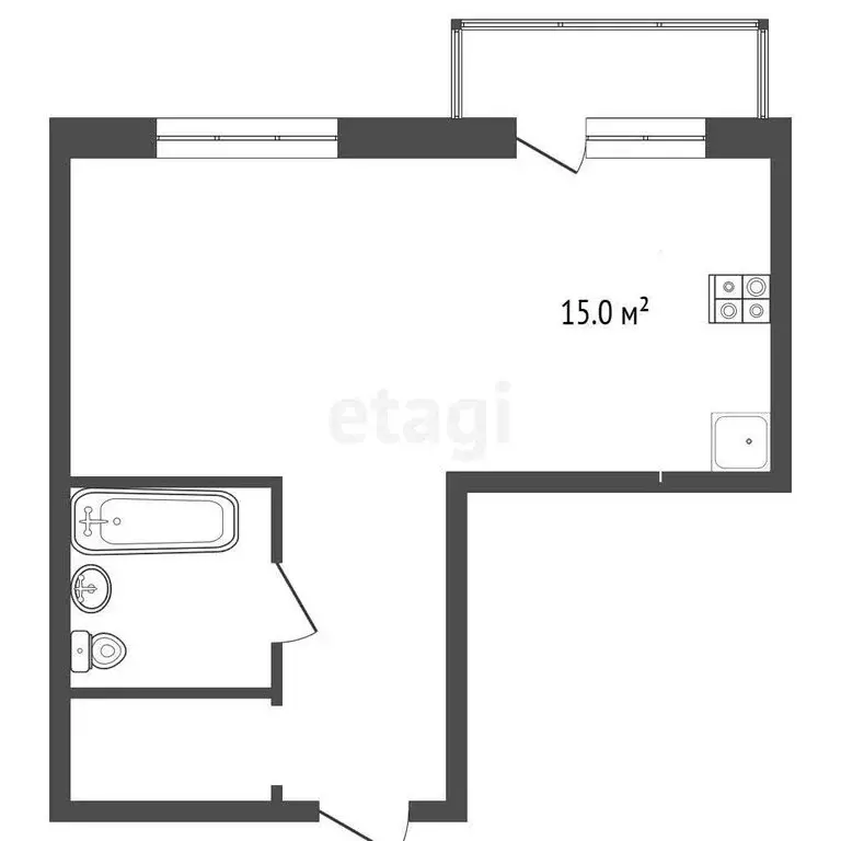 1-комнатная квартира: Чегем, микрорайон Южный, 30 (45.5 м) - Фото 1