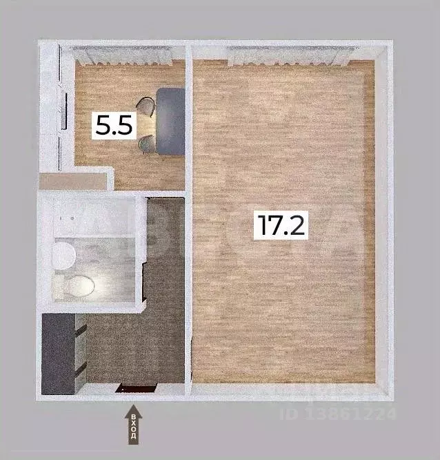 1-к кв. Омская область, Омск Заозерный мкр, ул. Бородина, 8/1 (29.8 м) - Фото 1