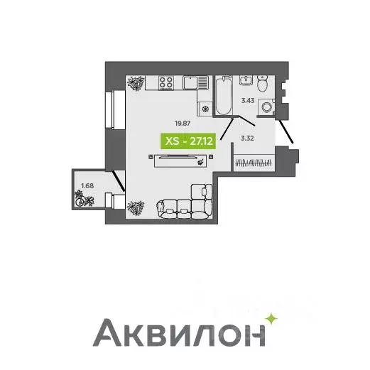 Студия Архангельская область, Северодвинск Квартал № 100 жилой ... - Фото 0