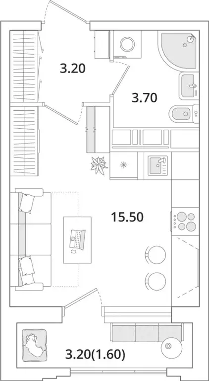 Студия Санкт-Петербург Планерная ул., 99 (24.4 м) - Фото 0