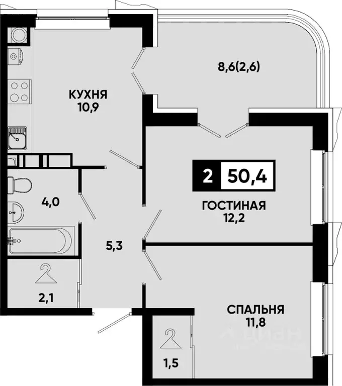 2-к кв. Ставропольский край, Кисловодск  (50.4 м) - Фото 0