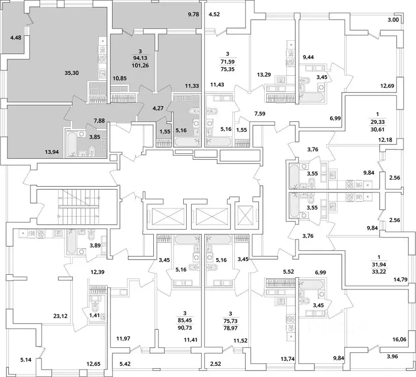 3-к кв. Санкт-Петербург Кубинская ул., 82к3с1 (103.1 м) - Фото 1