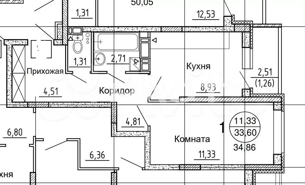 1-к. квартира, 34,9 м, 6/24 эт. - Фото 0