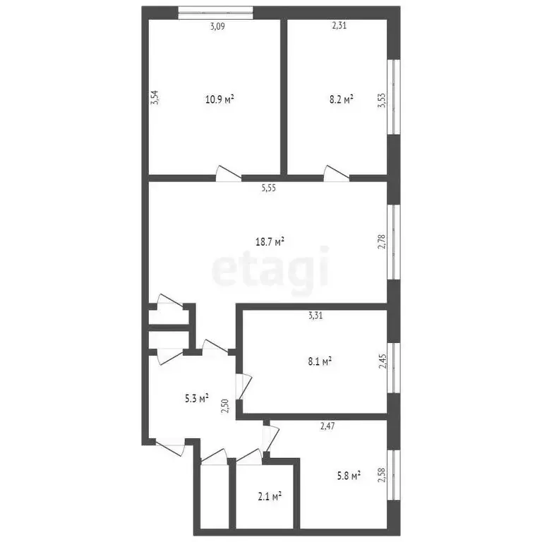 4-комнатная квартира: Кемерово, улица Муромцева, 10 (59.2 м) - Фото 0