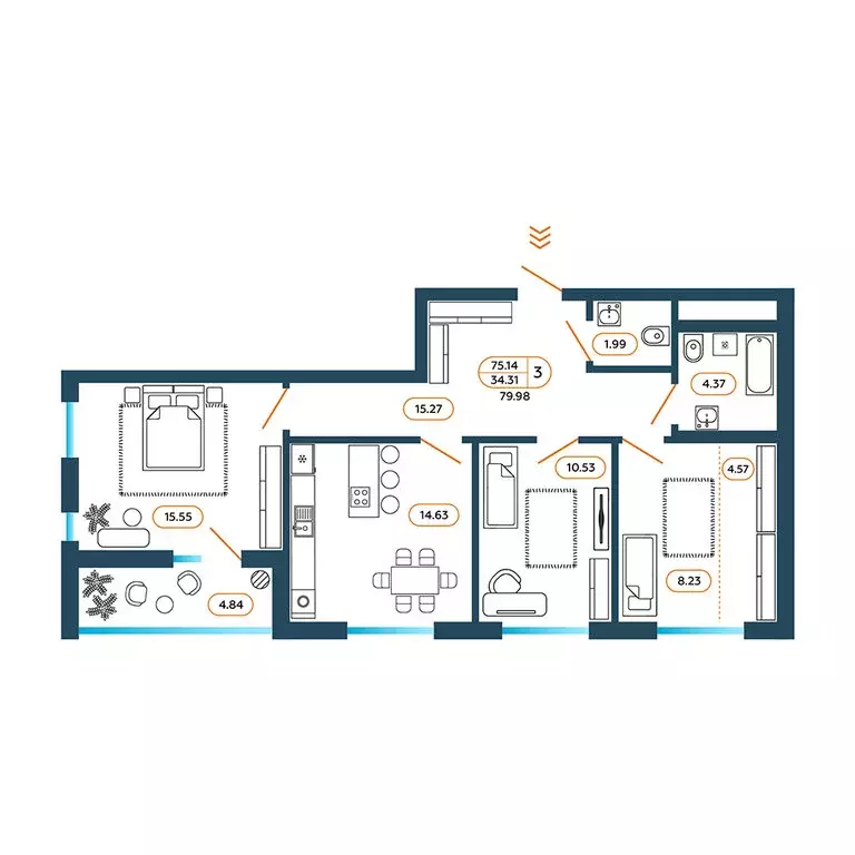 3-комнатная квартира: Батайск, Родная улица, 1 (81.1 м) - Фото 1