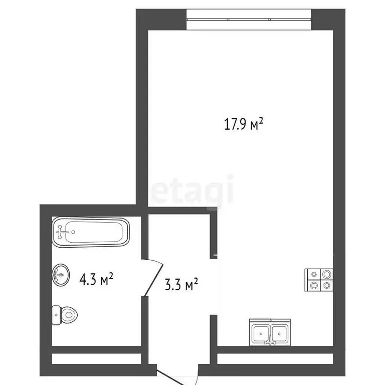 Квартира-студия: Тюмень, Заполярная улица, 3 (25.5 м) - Фото 0