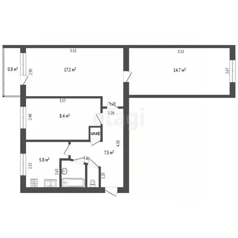 3-к кв. Костромская область, Нерехта ул. Дружбы, 9 (56.8 м) - Фото 2