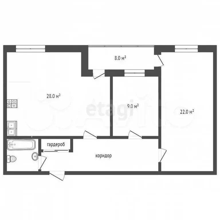 2-к. квартира, 80 м, 4/14 эт. - Фото 0