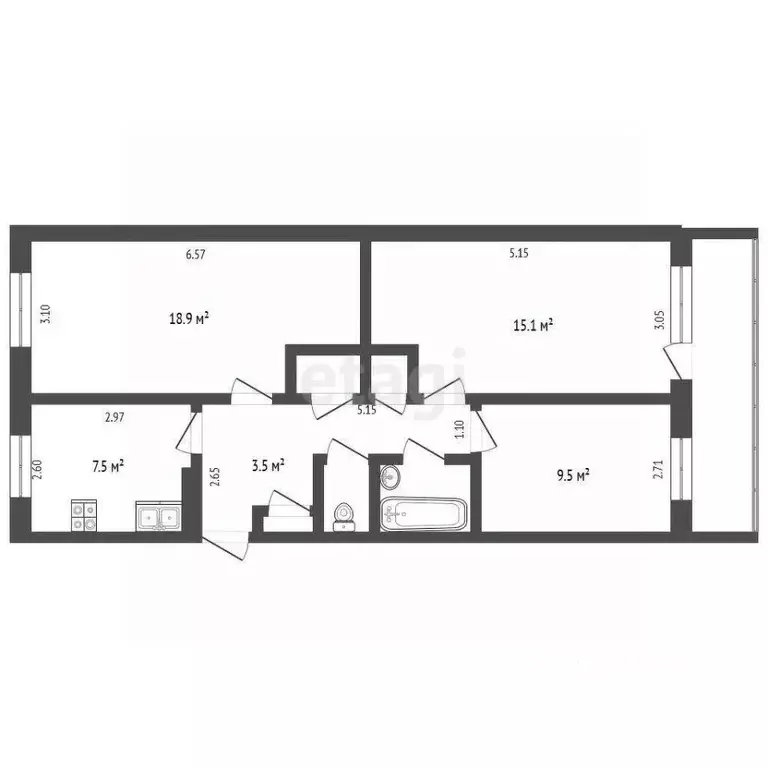 3-к кв. Коми, Сыктывкар ул. Морозова, 161 (72.0 м) - Фото 1