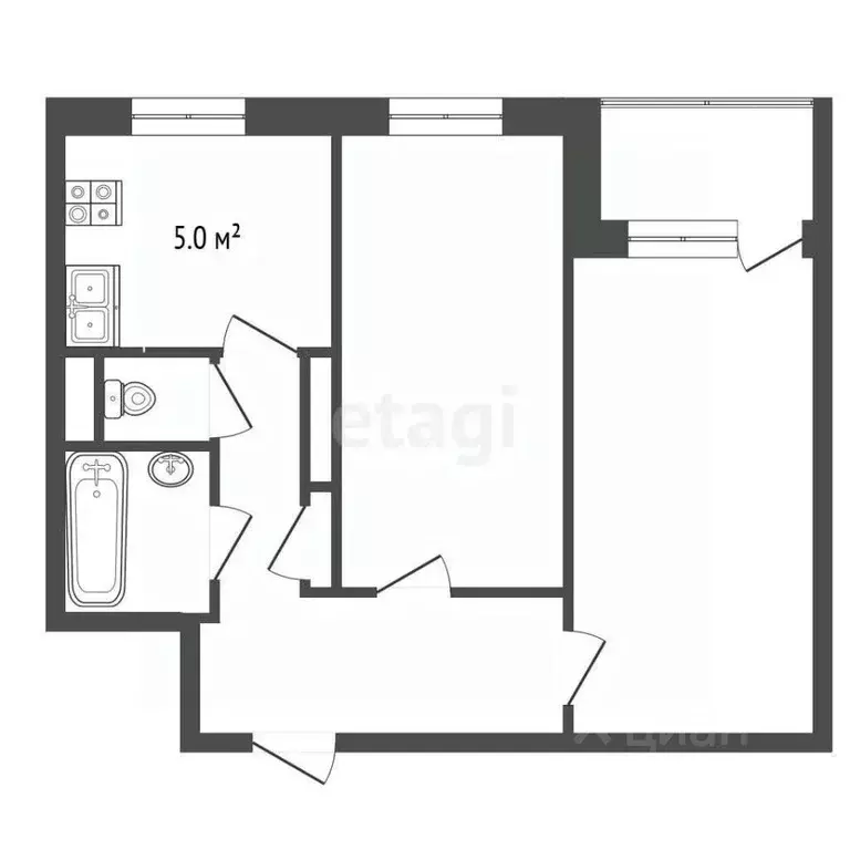 2-к кв. Ямало-Ненецкий АО, Новый Уренгой Ленинградский просп., 3 (42.0 ... - Фото 2