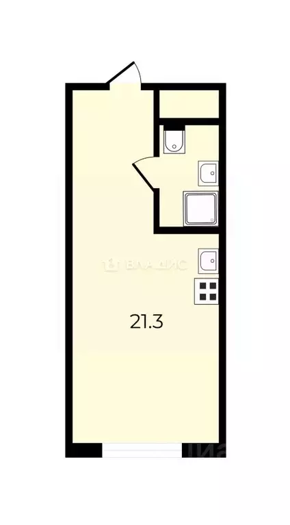 Студия Санкт-Петербург Заозерная ул., 3к3 (23.46 м) - Фото 2