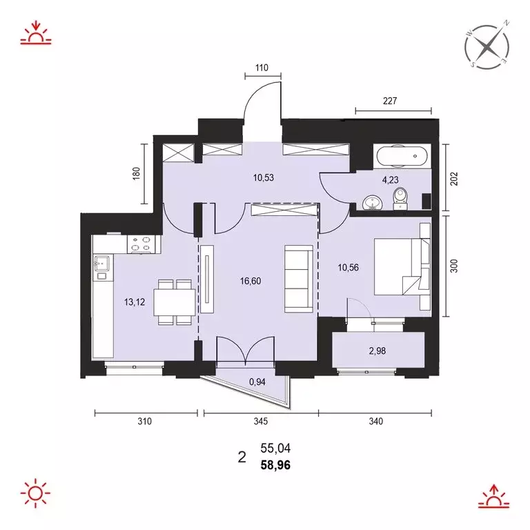 2-комнатная квартира: Иркутск, Свердловский округ, ЖК Автор (58.96 м) - Фото 0