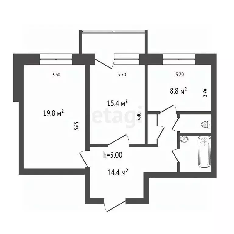 2-к кв. Красноярский край, Красноярск ул. Ленина, 118 (64.0 м) - Фото 1