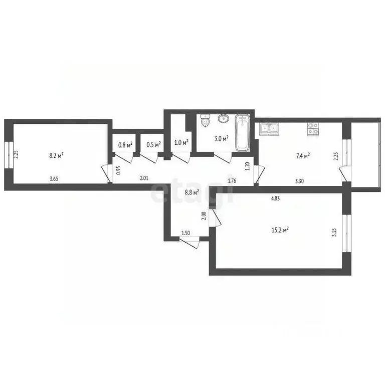 2-к кв. Ямало-Ненецкий АО, Новый Уренгой Советский мкр, 3/1 (44.9 м) - Фото 2