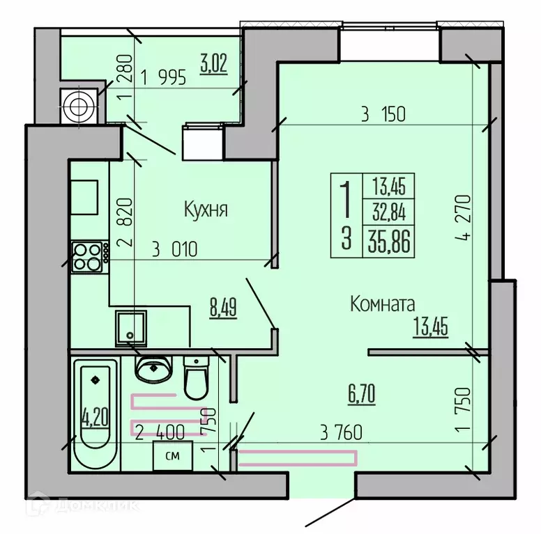 Продаётся 1-к квартира, 35.86 м - Фото 0