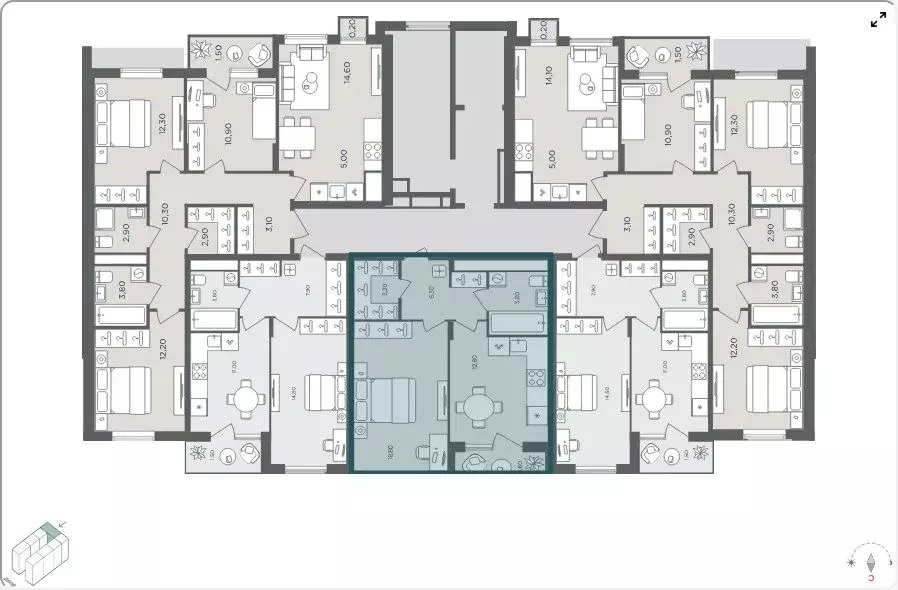 1-комнатная квартира: село Перхушково, микрорайон Равновесие, 4 (44.2 ... - Фото 2