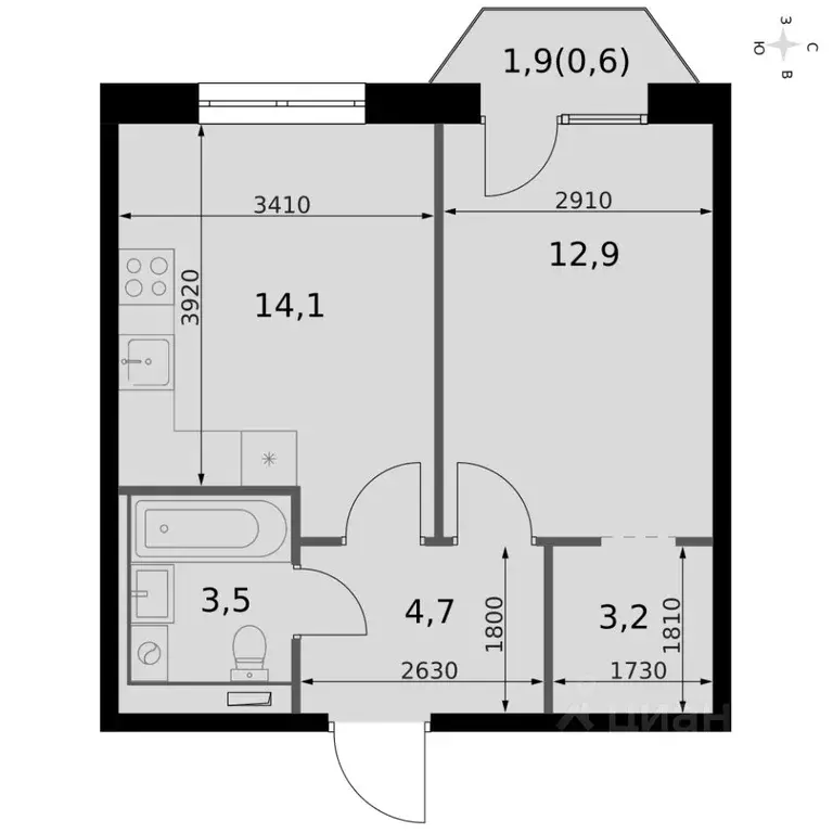 1-к кв. Татарстан, Казань Даурская ул., 2А (39.0 м) - Фото 1