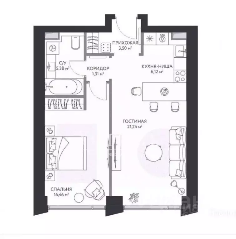 2-к кв. Москва 1-й Сетуньский проезд, 8 (57.0 м) - Фото 2